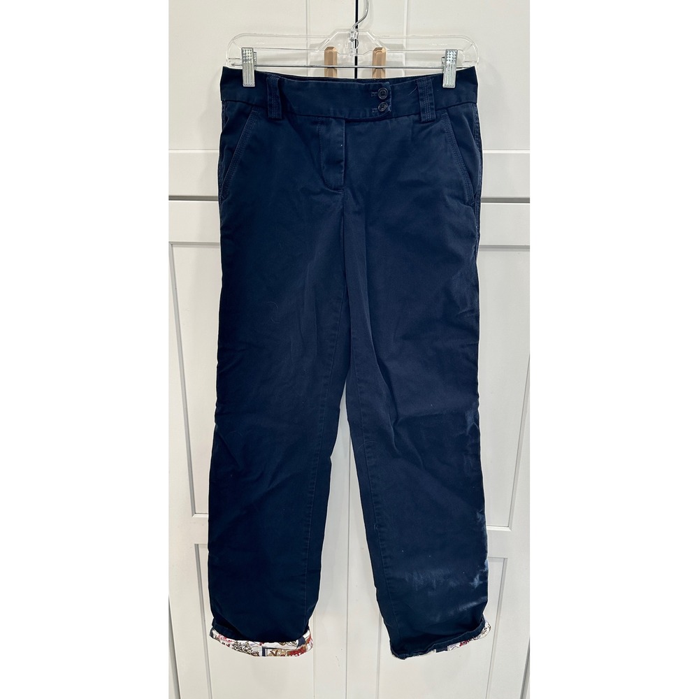 J. Crew Classic Twill Chino Pants Women Navy Favorite Fit Size 0 Montana Lined